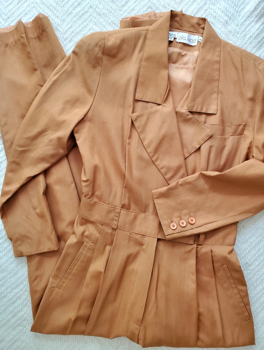 📣FLASH SALE!📣 Vintage Pia Rucci 100% Silk Tailored Power Jumpsuit 80s 90s - Picture 6 of 15